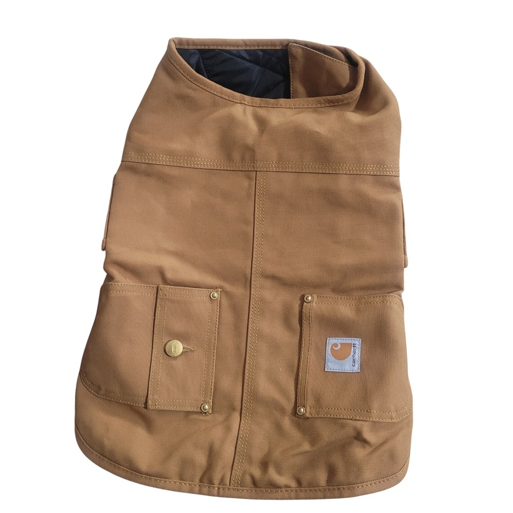 Carhartt Medium Brown Chore Coat Dog Vest PX0340 Quilted Lining Canvas